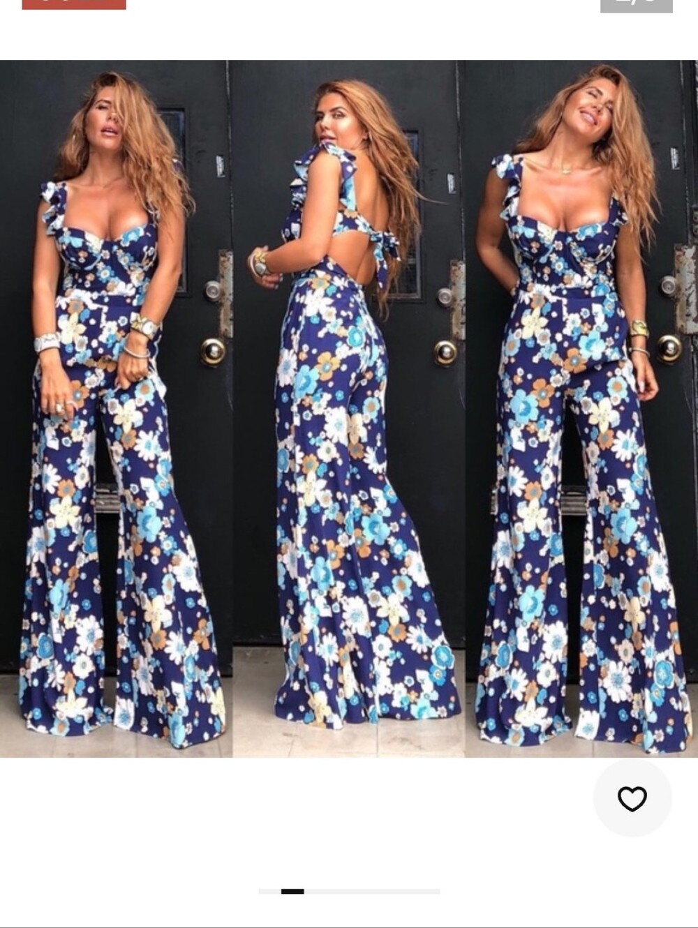 For Love and Lemons Magnolia Ruffled Jumpsuit in Midnight Blossom Women’s Size M